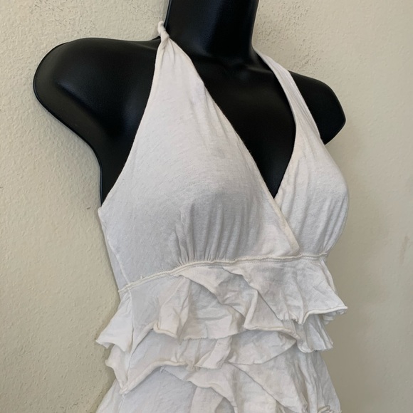 Express White Halter Ruffle Layered Mini Dress - Picture 3 of 9